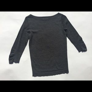 Gray Black 3/4 Sleeve Career Light Sweater Blouse